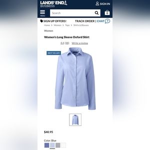 Women's Long Sleeve Oxford button-down shirt, U.S. Size 12 LandsEnd Business NWT